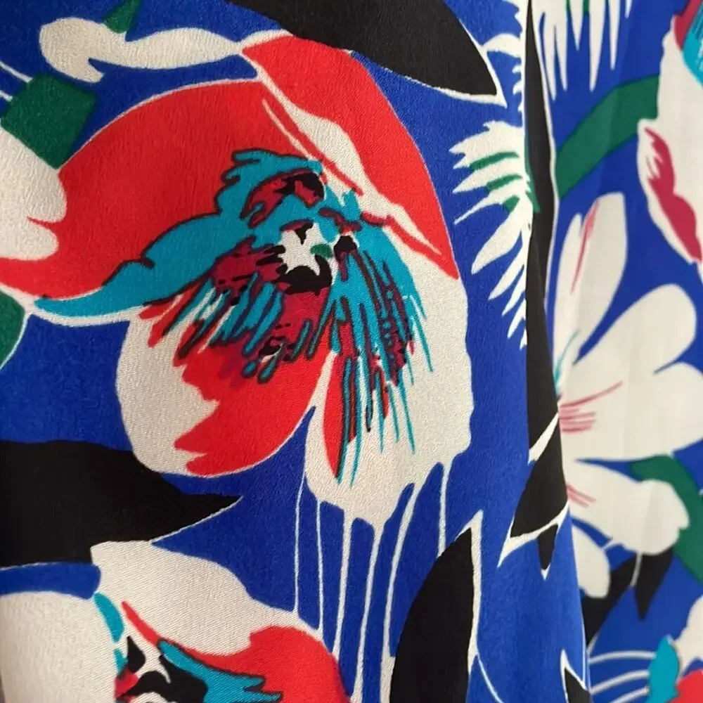 J. Crew Red White Blue Floral Halter Silky Tank Top Patriotic Summer Camisole